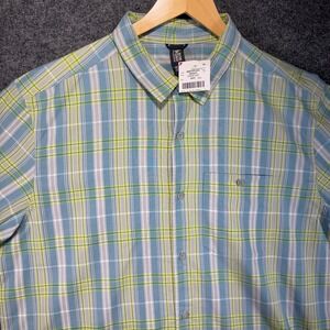 Mountain Hardwear Big Cottonwood Shirt Mens XL Yellow Plaid Outdoor Activewear